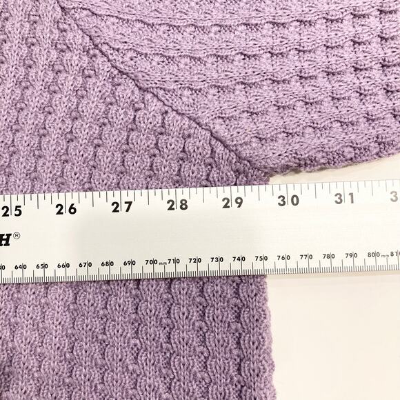 NWOT DAMART Cardigan Women 26/28 XXXL Purple Lilac Cable Knit Pearl Button - Picture 8 of 10